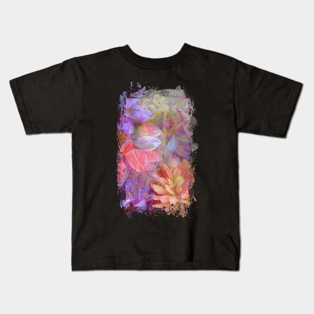 Flower Fairy Double Exposure Fantasy Art Kids T-Shirt by Sandy Richter Art & Designs